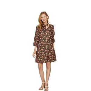 Du Hour Dress Sz 12 Floral Printed 3/4 SleeveDark